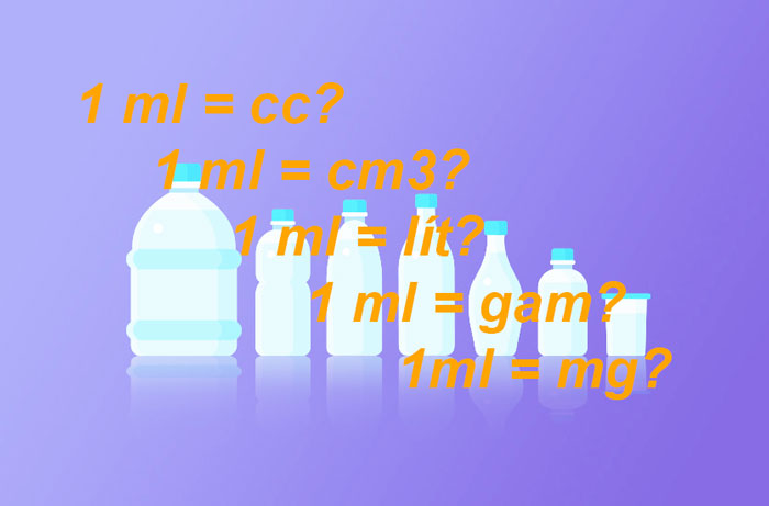 Quy đổi từ đơn vị ml ra cc, cm3, lít, gam và mg