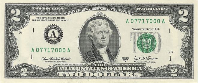 Tờ mệnh giá 2 USD