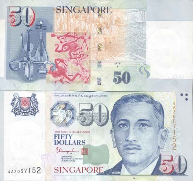 Tờ tiền mệnh giá 50$ Singapore