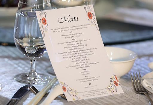 Mẫu menu tiệc cưới đẹp nhất