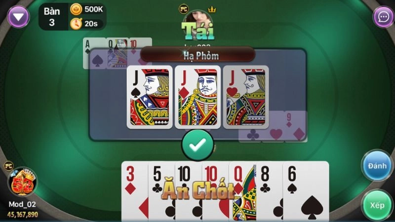 Quy trình vận hành một ván bài phỏm 8 lá