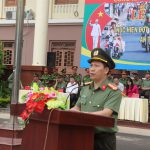 dc Lê Văn Tuyến – Giám đốc Công an tỉnh Đăk Nông phát biểu chỉ đạo các lực lượng chức năng trong buổi lễ ra quân