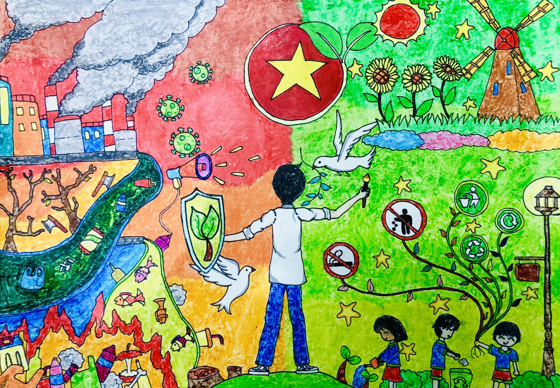 CTN TPHCM Vẽ tranh tường cổ động bảo vệ môi trường  Thiền Tôn Phật Quang
